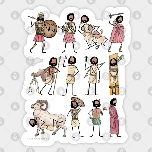 Greek Myth Comix - ODYSSEUS all the scenes! Sticker by GreekMythComix